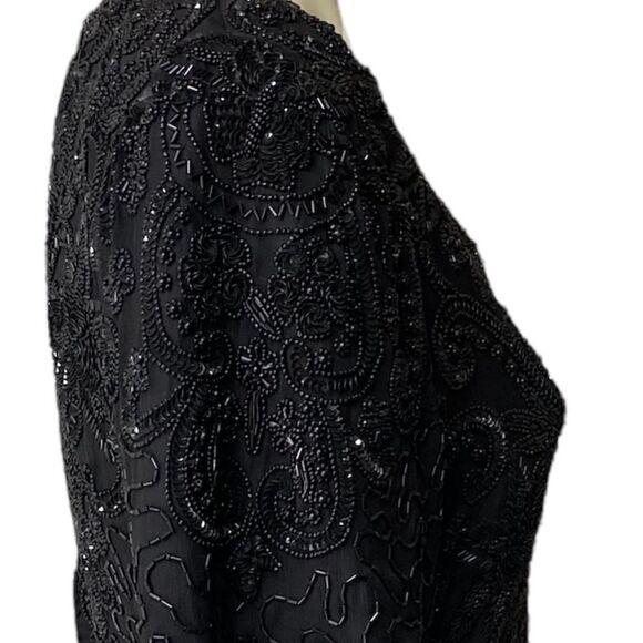 Vintage Scala Women's Bead Embellishments Scalloped Neck Back Cut-Out Dress - Picture 11 of 11